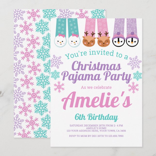 Invitación Navidades Pajama Fiesta (Anverso / Reverso)