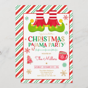 Invitación Navidades Pajama Fiesta Elf Holiday Fiesta Pajama