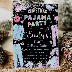 Invitación Navidades pajama fiesta pj fiesta invitar niños