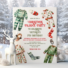Invitación Navidades Pajama Fiesta Sleepover Cumpleaños