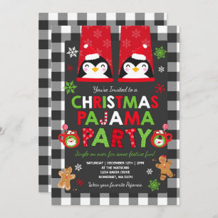 Invitación Navidades Pajama invitan a fiesta de Navidad pijam