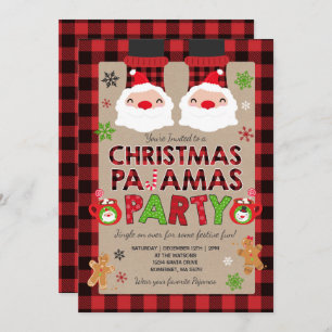 Invitación Navidades Pajama invitan a fiesta de Navidad pijam