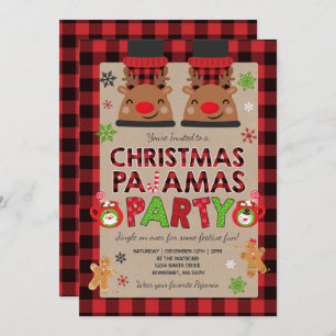 Invitación Navidades Pajama invitan a fiesta de Navidad pijam