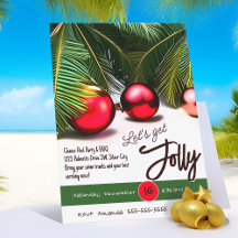 Navidades Palm Tree Jolly Red Ornaments Tropical