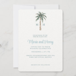 Invitación Navidades Palm Tree | Monograma de boda de playa