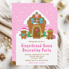 Invitación Navidades pan de jengibre Fiesta decorativo rosa b