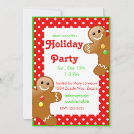 Invitación Navidades Pan de jengibre Hombres puntos de polka