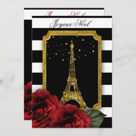 Invitación Navidades Paris Rosa Torre Eiffel Rayo Blanco
