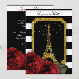 Invitación Navidades Paris Rosa Torre Eiffel Rayo Blanco