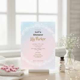 Invitación Navidades Pastel Winter Snowflake Baby Shower