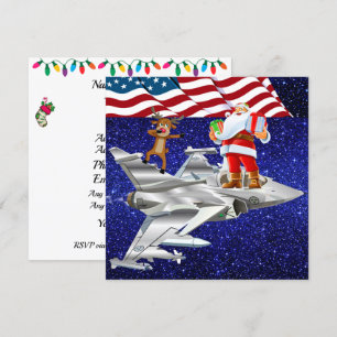Invitación Navidades patrióticos/de aviones de combate