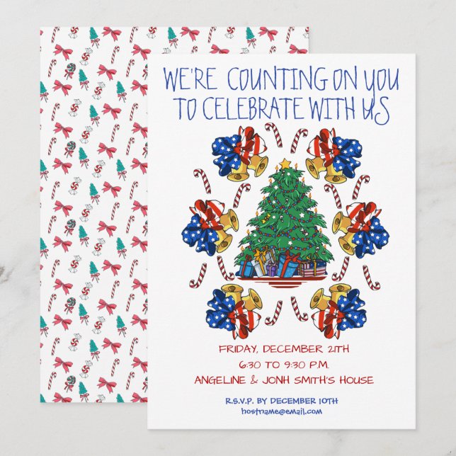 Invitación Navidades patrióticos personalizados (Anverso / Reverso)