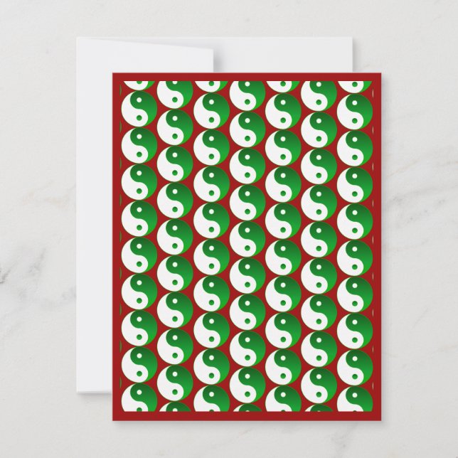 Invitación Navidades Patrón Yin Verde y Yang (Anverso)
