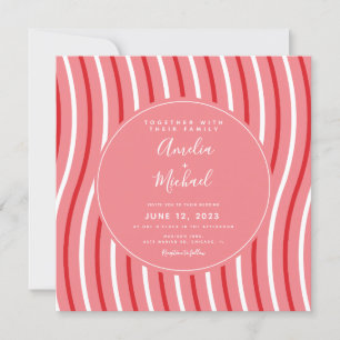 Invitación Navidades Peppermint Stripes Rosa y Boda Rojo