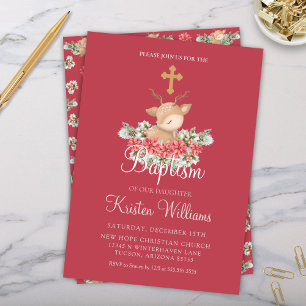 Invitación Navidades Pequeño bautismo de ciervo Cruz de la Cr