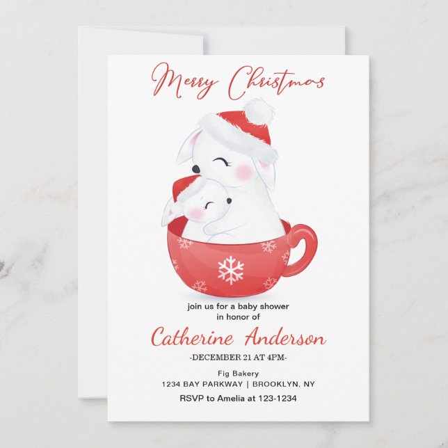 Invitación Navidades pequeños comparten un Baby Shower fanáti (Anverso)
