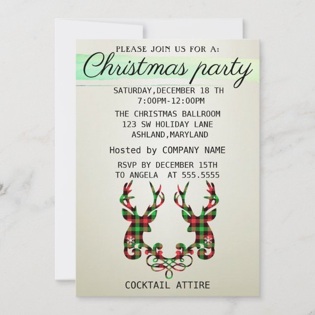 Invitación Navidades Perfectos, Elegantes, De Renos A Prueba (Anverso)