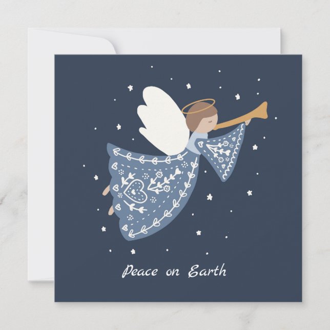 Invitación Navidades personalizados Angel Holiday Peace Earth (Anverso)