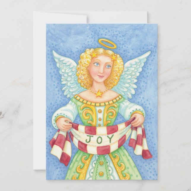 Invitación Navidades Personalizados cortos Angel Halo con ban (Anverso)