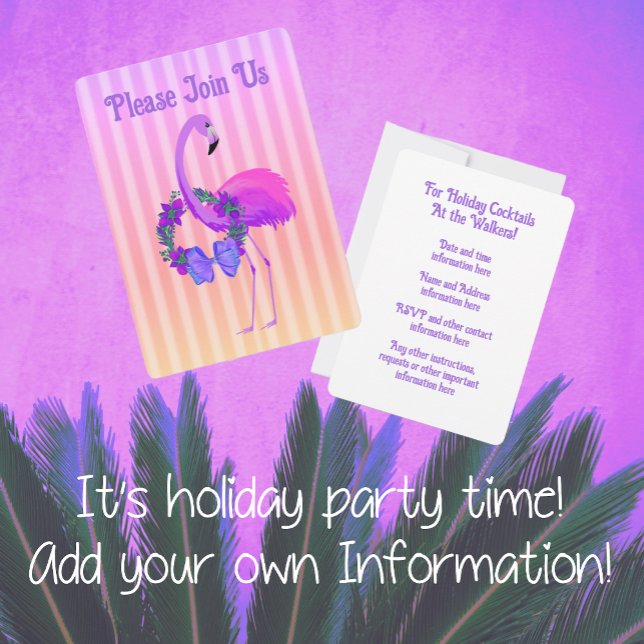 Invitación Navidades personalizados del flamenco púrpura trop (Subido por el creador)