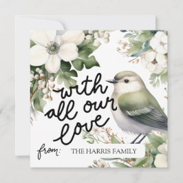 Invitación Navidades personalizados Flores y Aves con todo nu