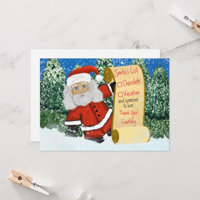 Invitación Navidades personalizados Lista de regalos de Santa (Anverso/Reverso In Situ)
