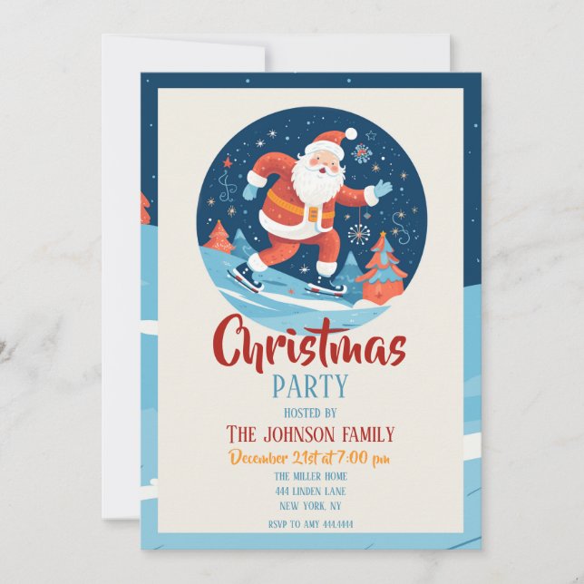 Invitación Navidades personalizados Patinaje sobre hielo Sant (Anverso)