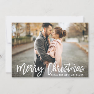 Invitación Navidades Photo Brush Script New Mr and Mrs Card