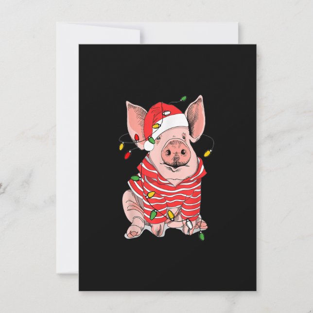 Invitación Navidades Pig enciende regalos de Santa Hat para l (Anverso)