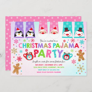 Invitación Navidades pijamas invitan a fiesta navideña pijama