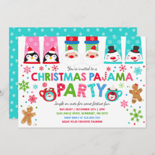 Invitación Navidades pijamas invitan a fiesta navideña pijama