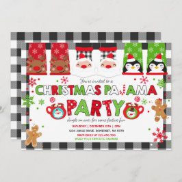 Invitación Navidades pijamas invitan a fiesta navideña pijama