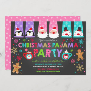 Invitación Navidades pijamas invitan a fiesta navideña pijama