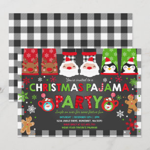Invitación Navidades pijamas invitan a vacaciones pijamas