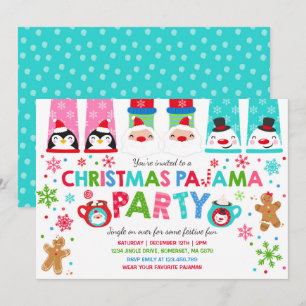 Invitación Navidades pijamas invitan a vacaciones pijamas