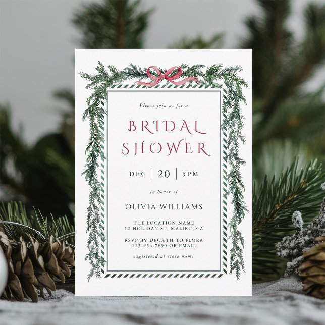 Invitación Navidades Pine Garland Bridal Shower (Subido por el creador)