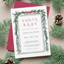 Navidades Pine Garland Santa Baby Shower