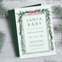 Navidades Pine Garland Santa Baby Shower Mint Blue