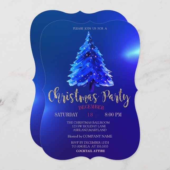 Invitación Navidades Pine Tree, Fiesta de la Compañía de Navi (Anverso / Reverso)