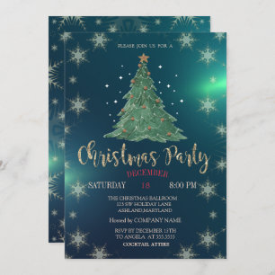 Invitación Navidades Pine Tree,Green Company Fiesta