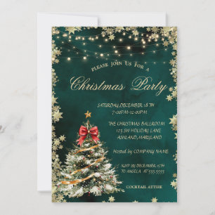 Invitación Navidades Pine Tree, Stars Green Navidades Company