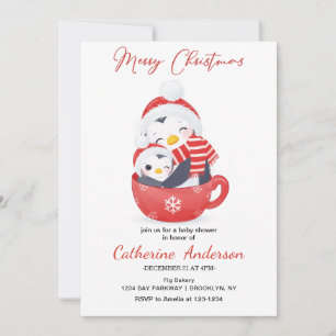 Invitación Navidades Pingüinos Pequeños en un Baby Shower mug