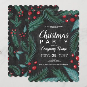 Invitación Navidades pino mistletoacuarela