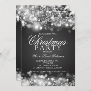 Invitación Navidades plateados Fiesta Luces esparcantes