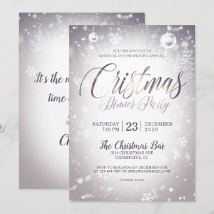 Invitación Navidades plateados Navidades Baubles Fiesta de ce