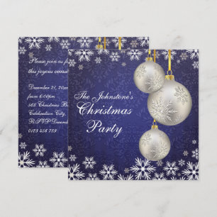 Invitación Navidades Platinum Plateados con bolas azules