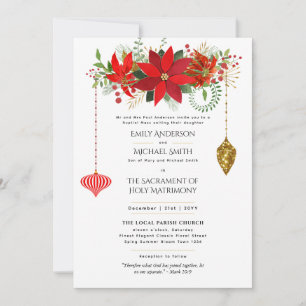 Invitación Navidades Poinsettia Boda católico Masa Nupcial
