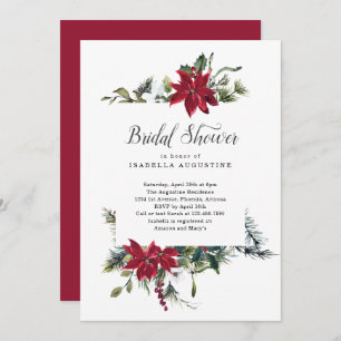 Invitación Navidades Poinsettia Floral Bridal Shower