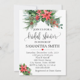 Invitación Navidades Poinsettia floral Holiday Bridal Shower