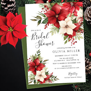 Invitación Navidades Poinsettia Flowers Bridal Shower